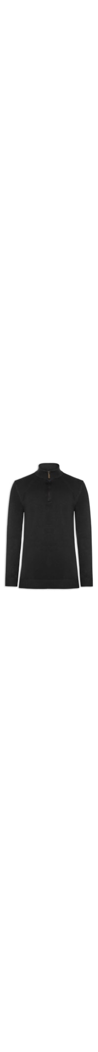 Suéter Masculino Gola Alta Meio Zíper - Preto