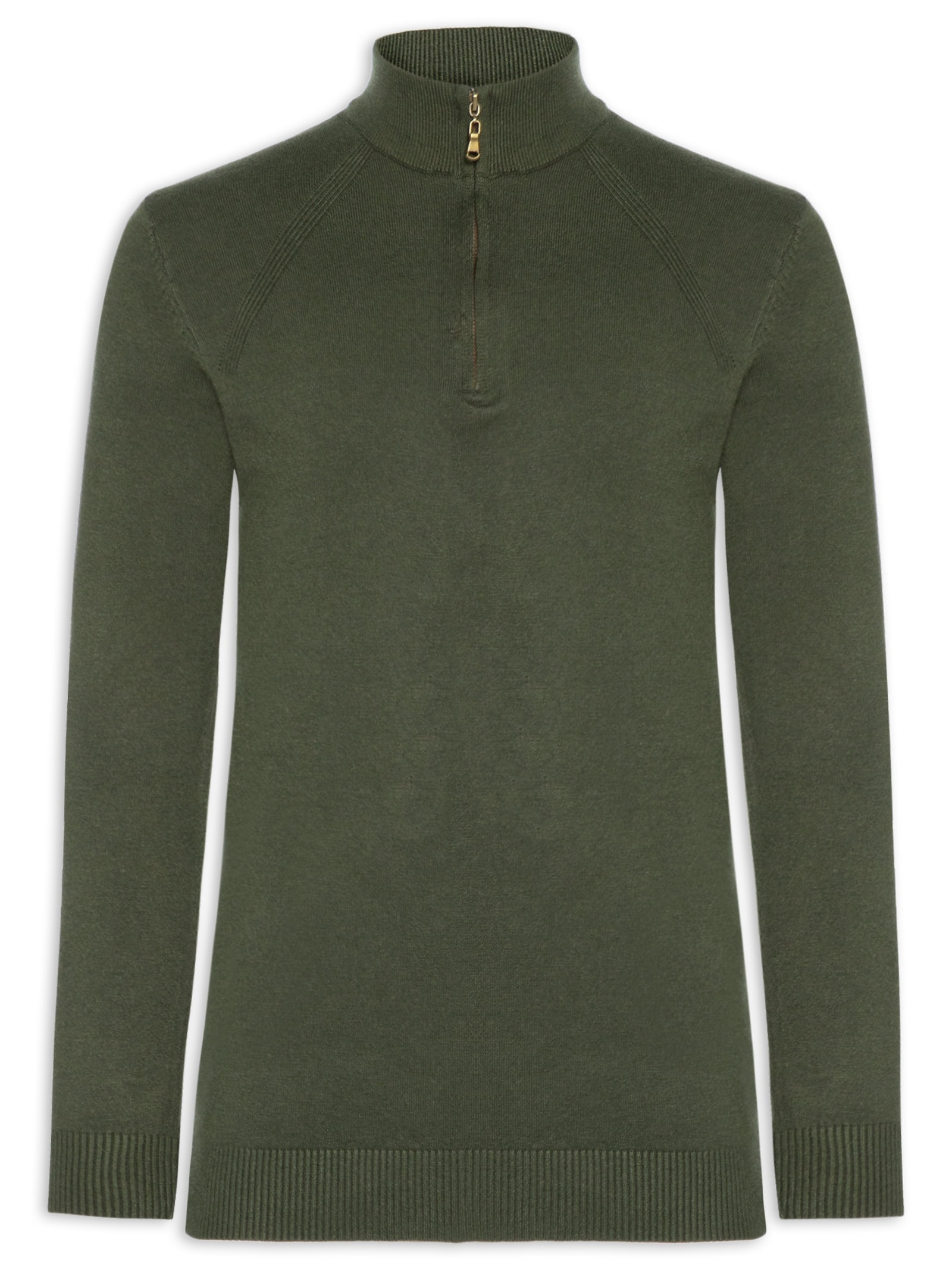 Suéter Masculino Gola Alta Meio Zíper Verde '2 Essential