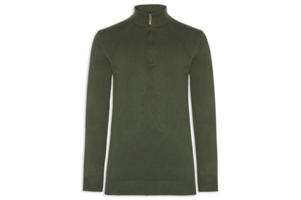 Suéter Masculino Gola Alta Meio Zíper - Verde