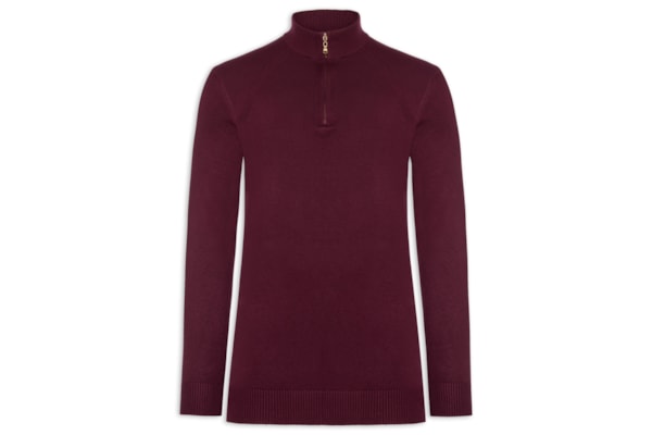 Suéter Masculino Gola Alta Meio Zíper - Vermelho