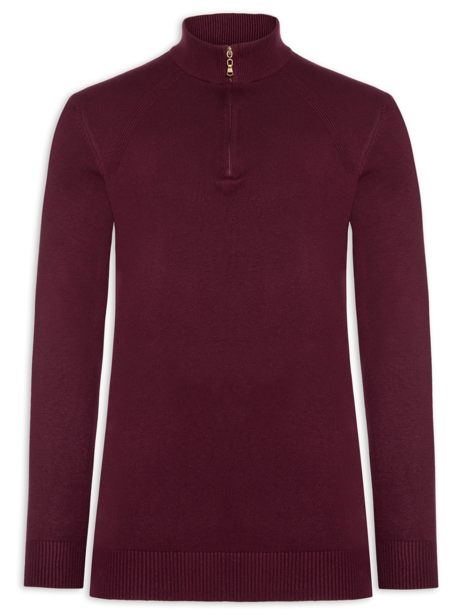 Suéter Masculino Gola Alta Meio Zíper Vermelho '2 Essential