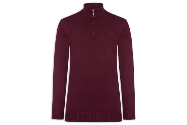 Suéter Masculino Gola Alta Meio Zíper - Vermelho