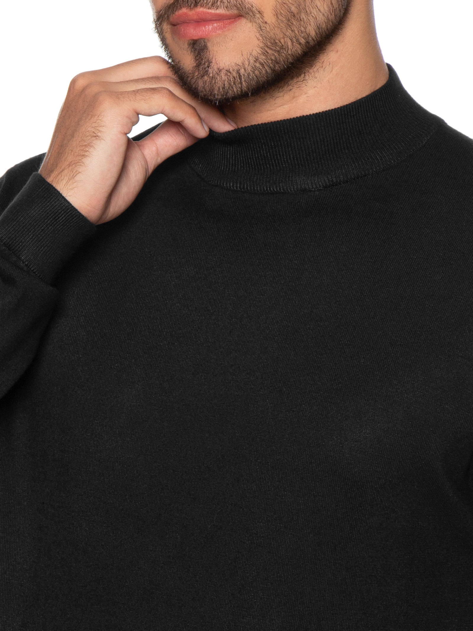 Suéter Masculino Gola Alta Tricot Midi Viscose – Preto Aramis