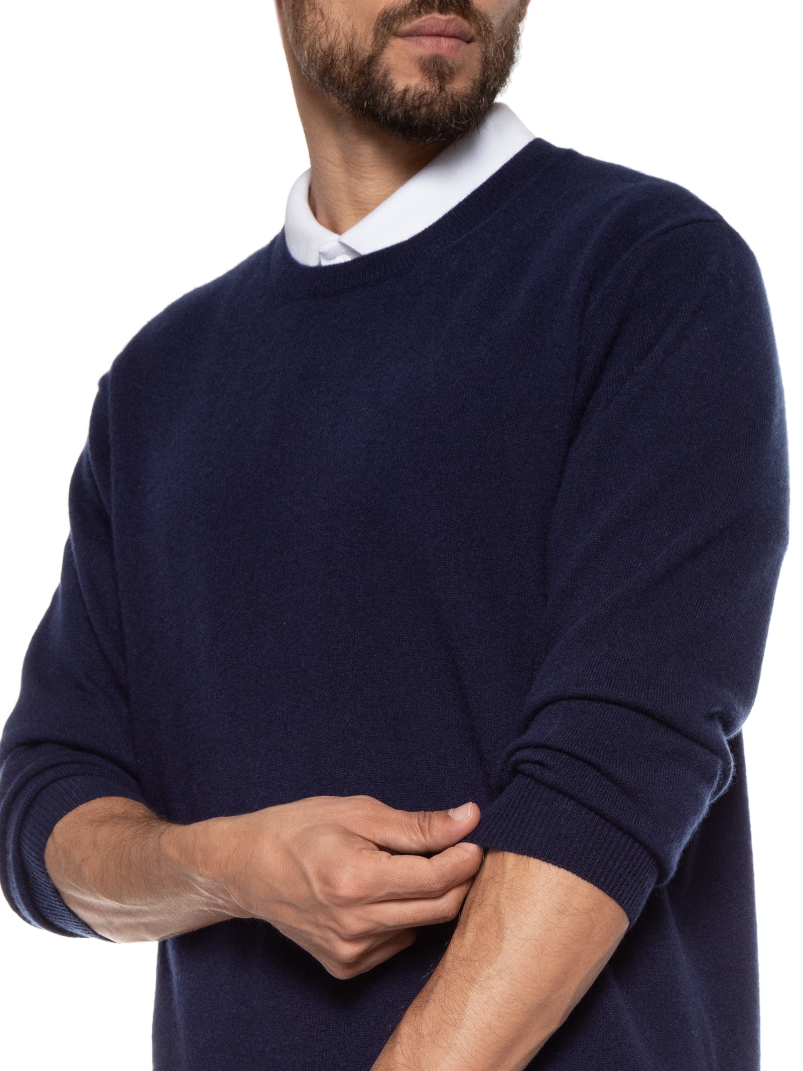 Suéter Masculino Gola Careca Cashmere Azul '2 Essential