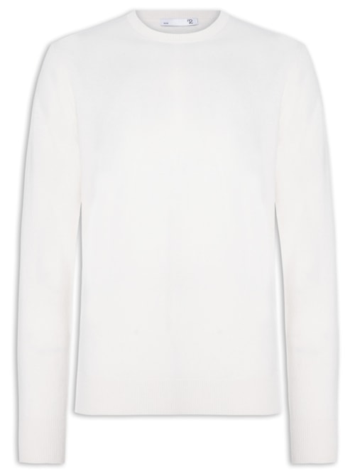 Suéter Masculino Gola Careca Cashmere - Branco