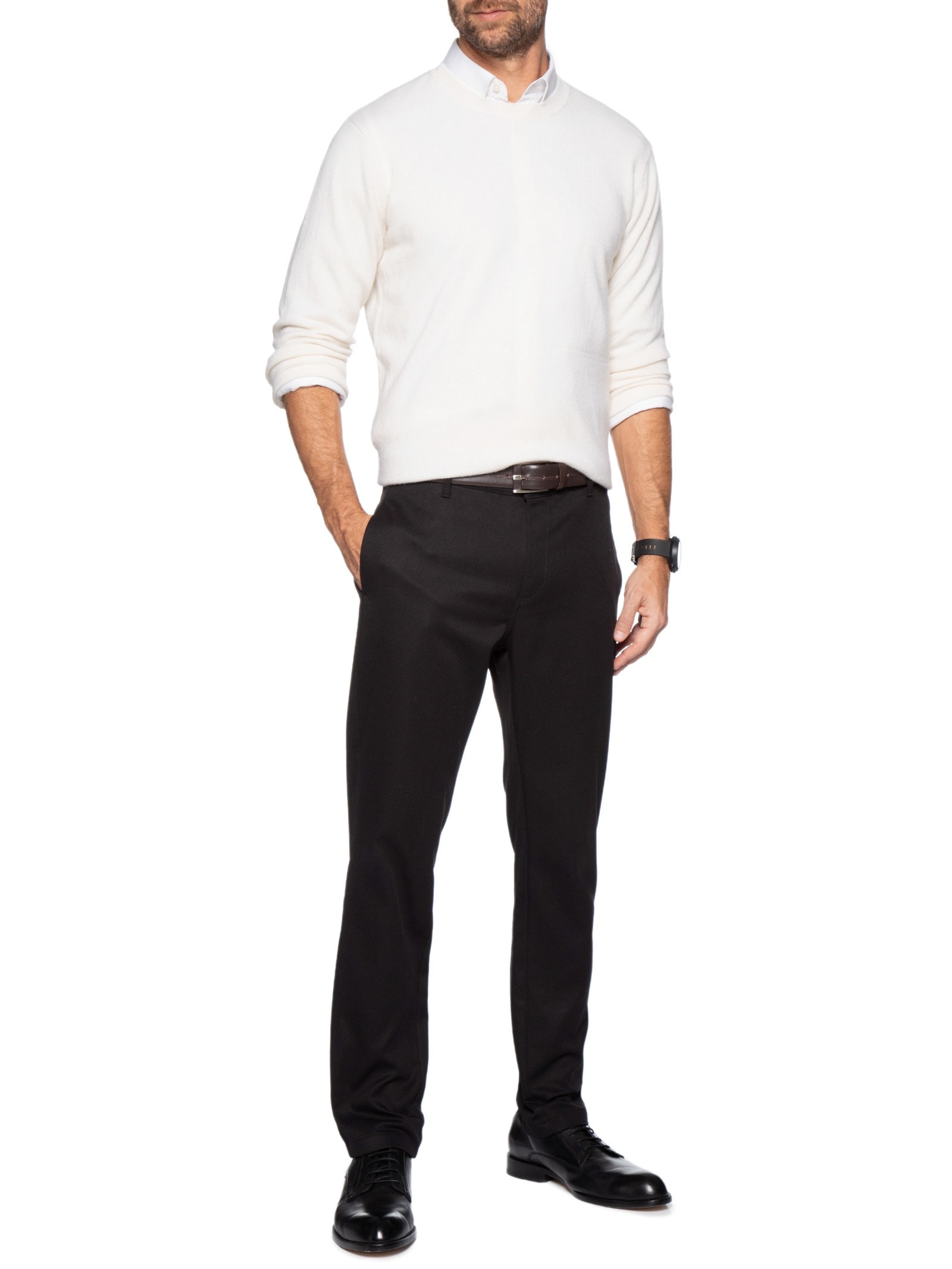Suéter Masculino Gola Careca Cashmere Branco '2 Essential