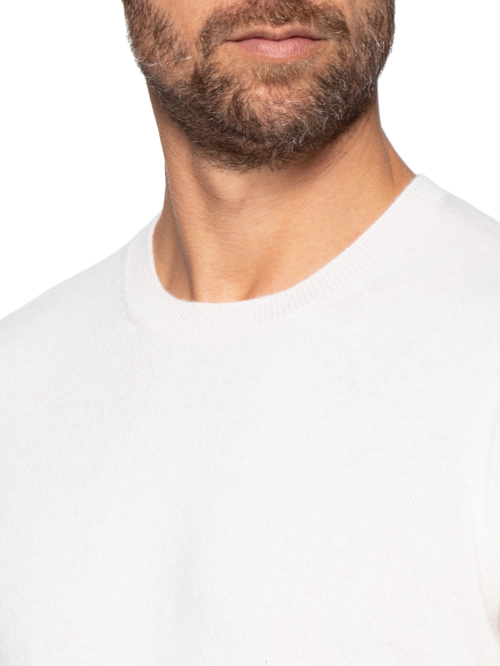 Suéter Masculino Gola Careca Cashmere Branco '2 Essential