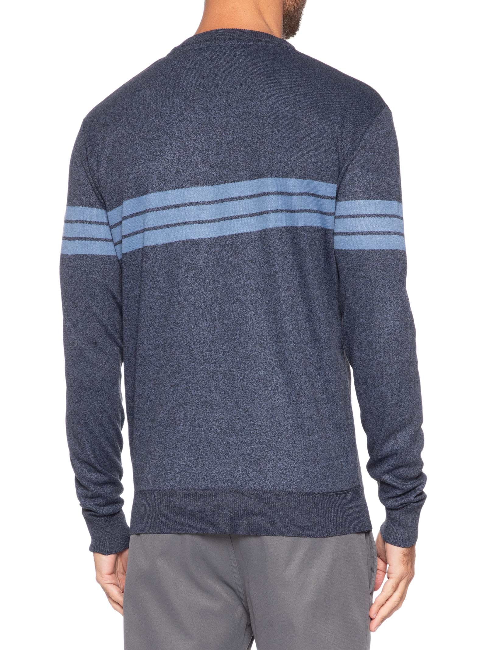 Suéter Masculino Gola Careca Listrado Azul '2 Essential
