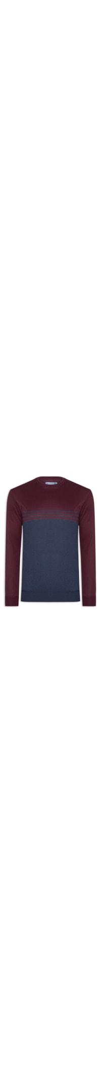Suéter Masculino Gola Careca Listrado - Vermelho