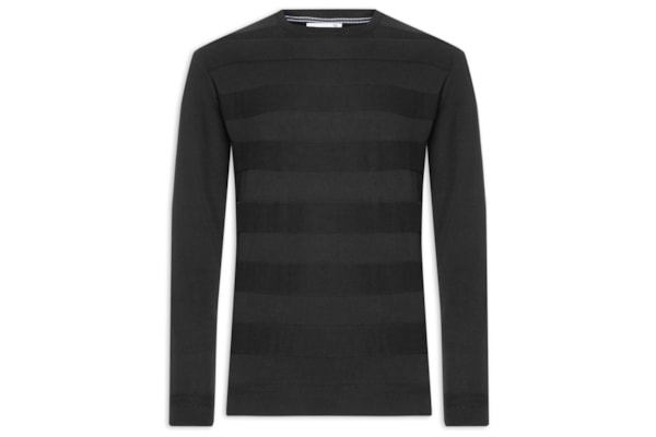 Suéter Masculino Gola  Careca Stripes - Preto