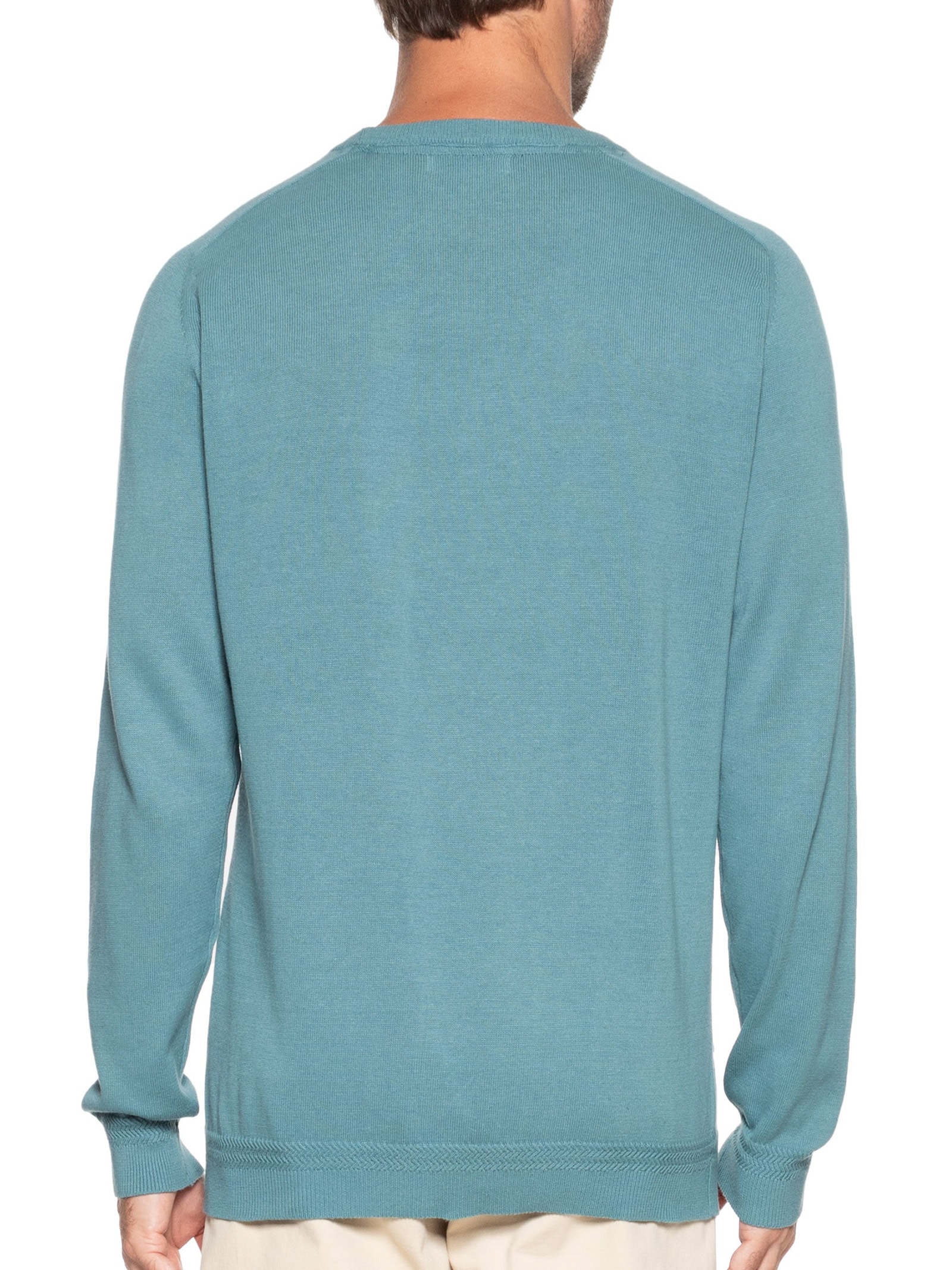 Suéter Masculino Gola  Careca Stripes Verde '2 Essential