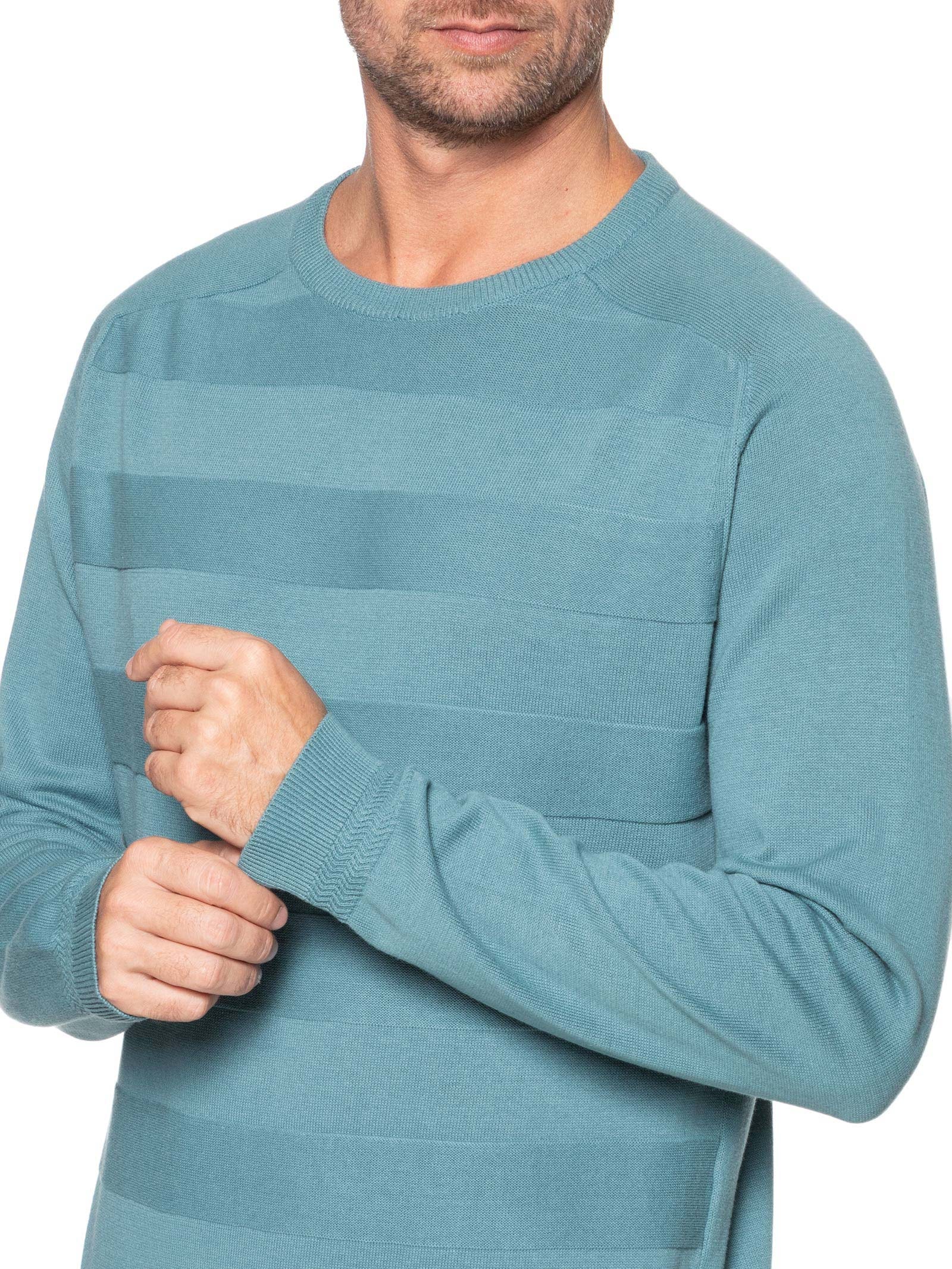 Suéter Masculino Gola  Careca Stripes Verde '2 Essential