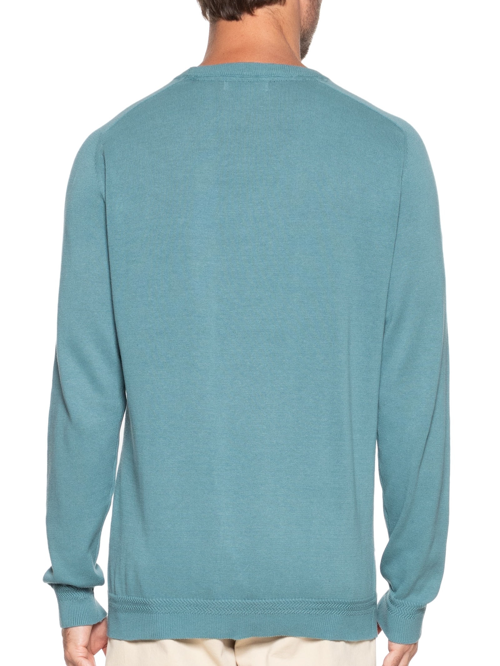 Suéter Masculino Gola  Careca Stripes Verde '2 Essential