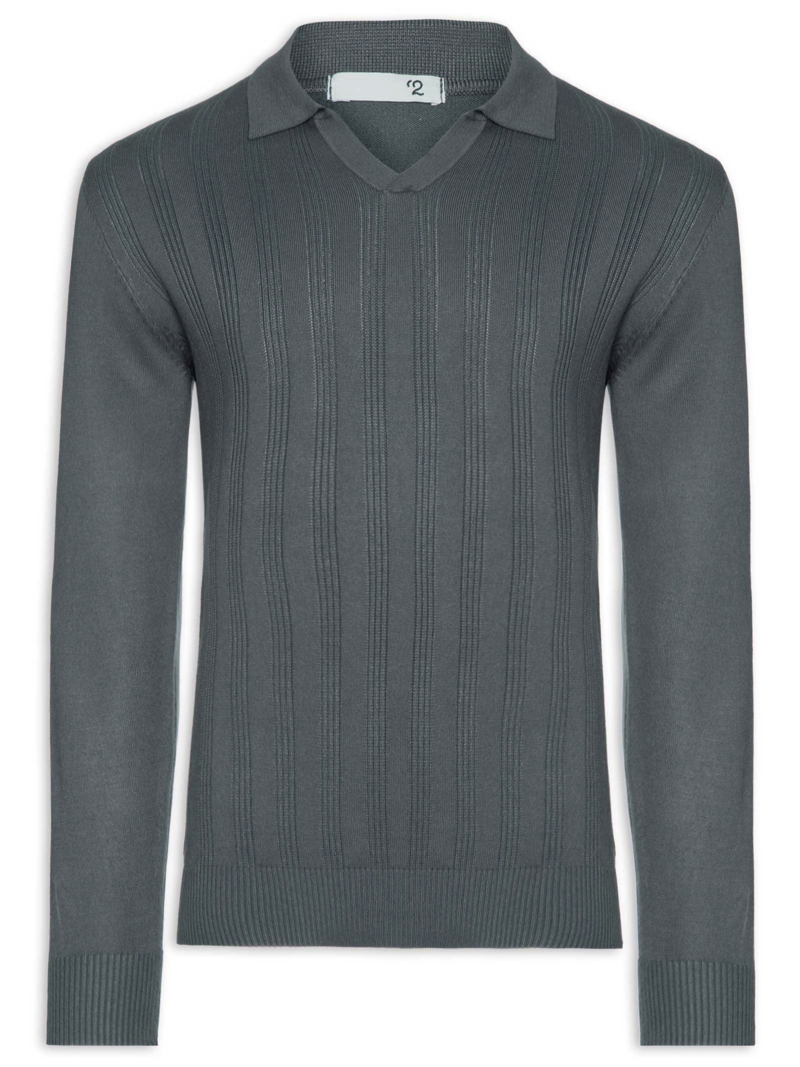 Suéter Masculino Gola Colombiana Cinza '2 Essential