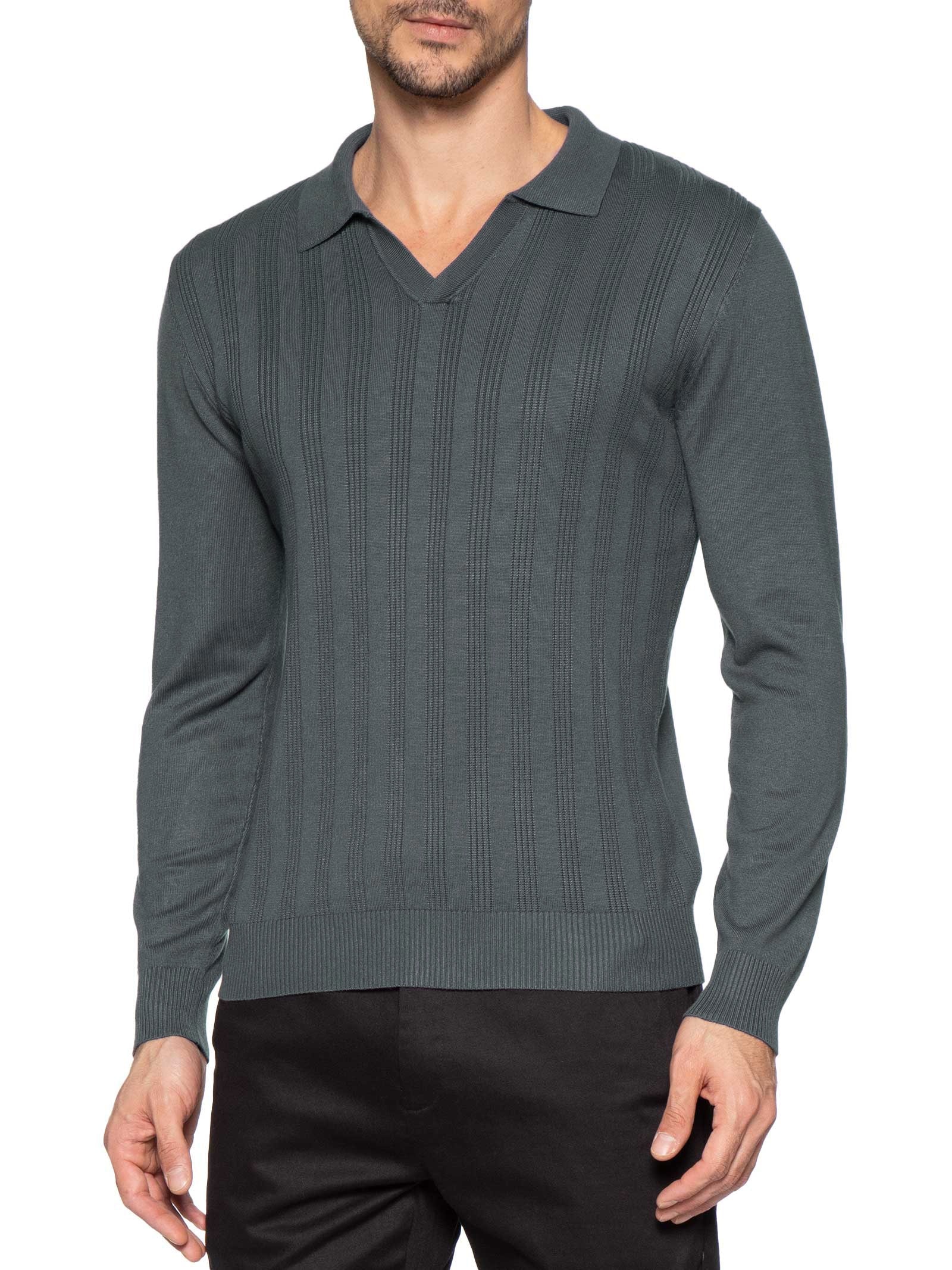 Suéter Masculino Gola Colombiana Cinza '2 Essential