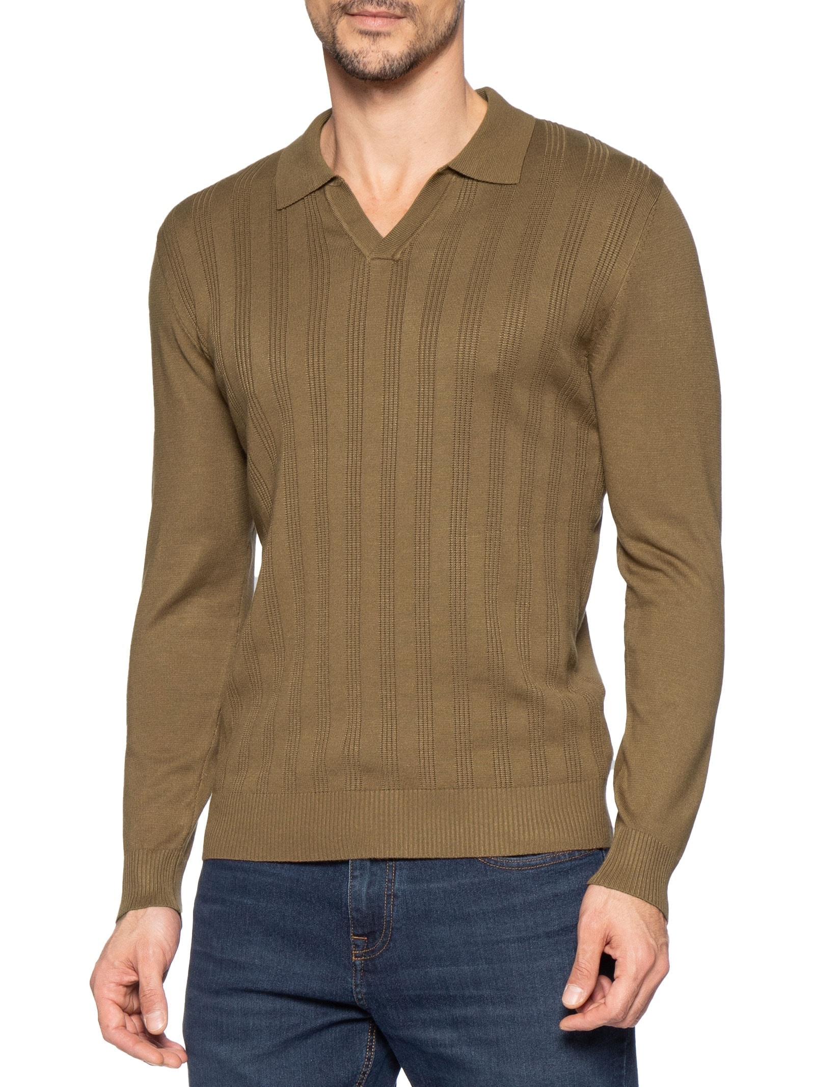 Suéter Masculino Gola Colombiana Marrom '2 Essential