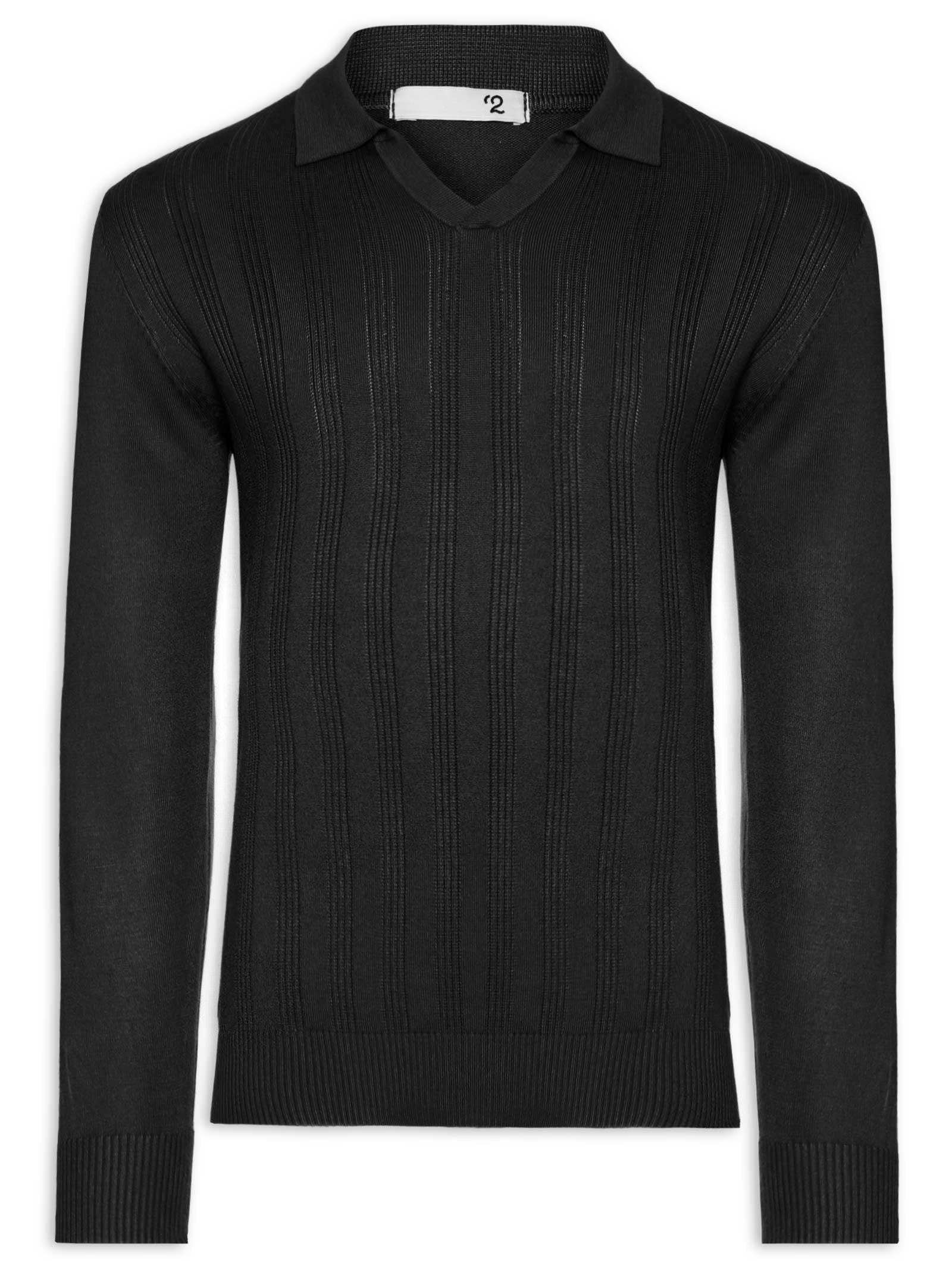 Suéter Masculino Gola Colombiana Preto '2 Essential
