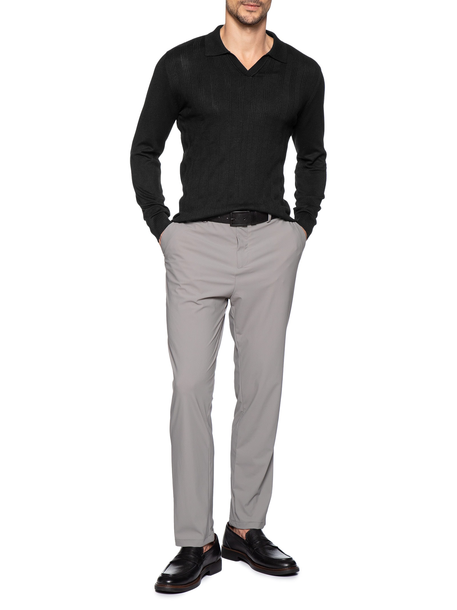 Suéter Masculino Gola Colombiana Preto '2 Essential