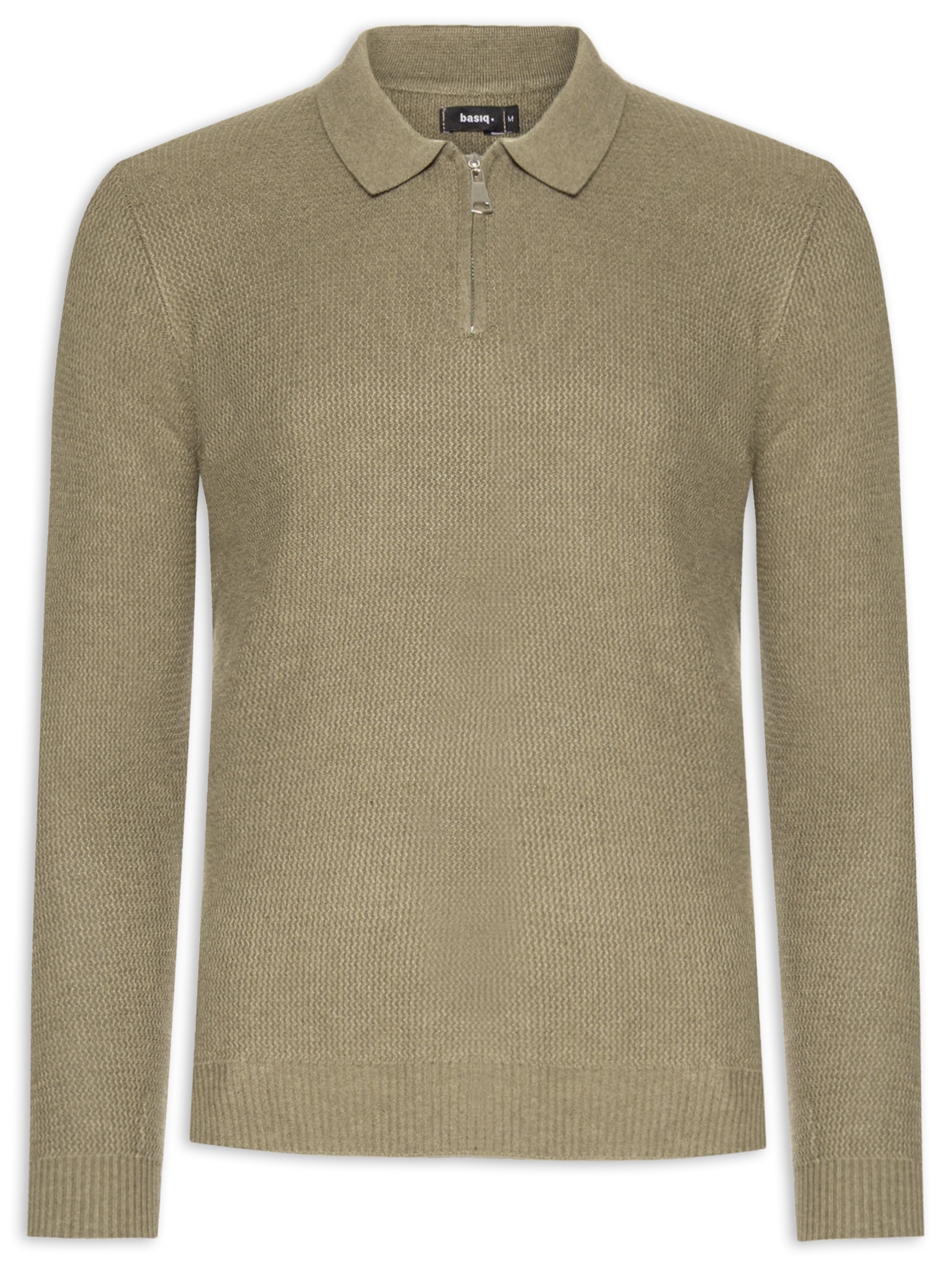 Suéter Masculino Gola Polo Em Modal Verde Basiq Men
