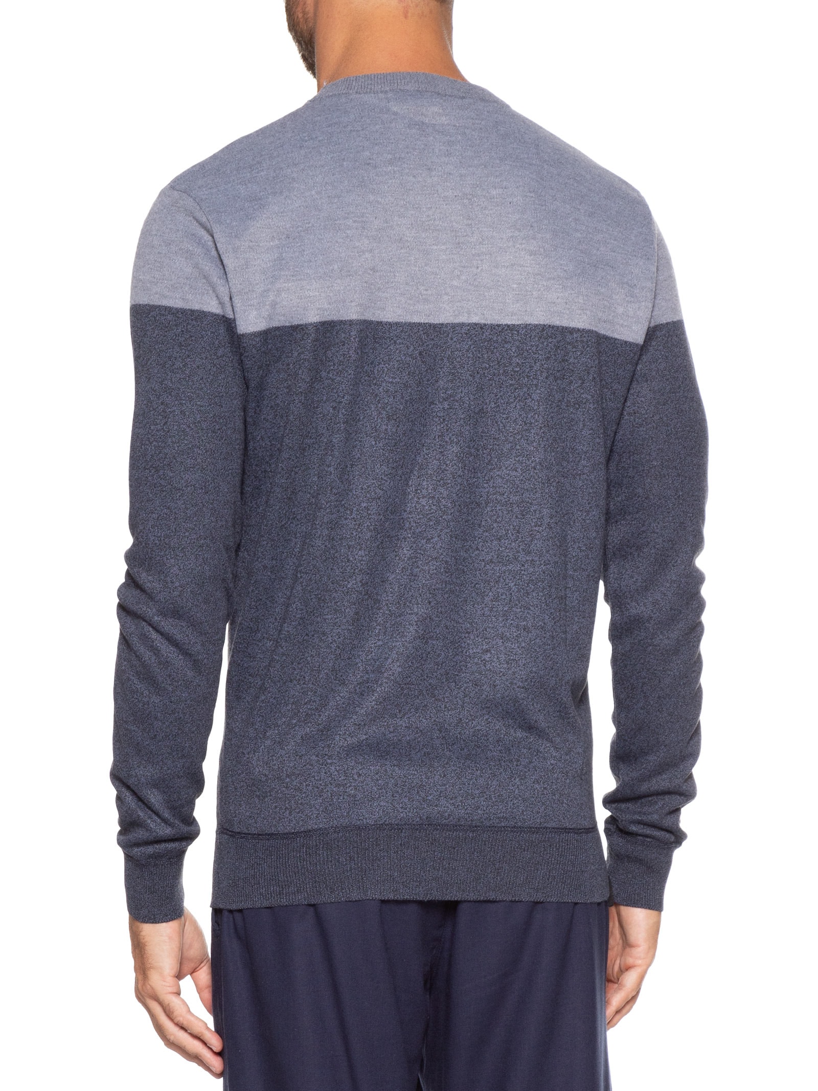 Suéter Masculino Gola Redonda 2 Cores Azul Basiq Men