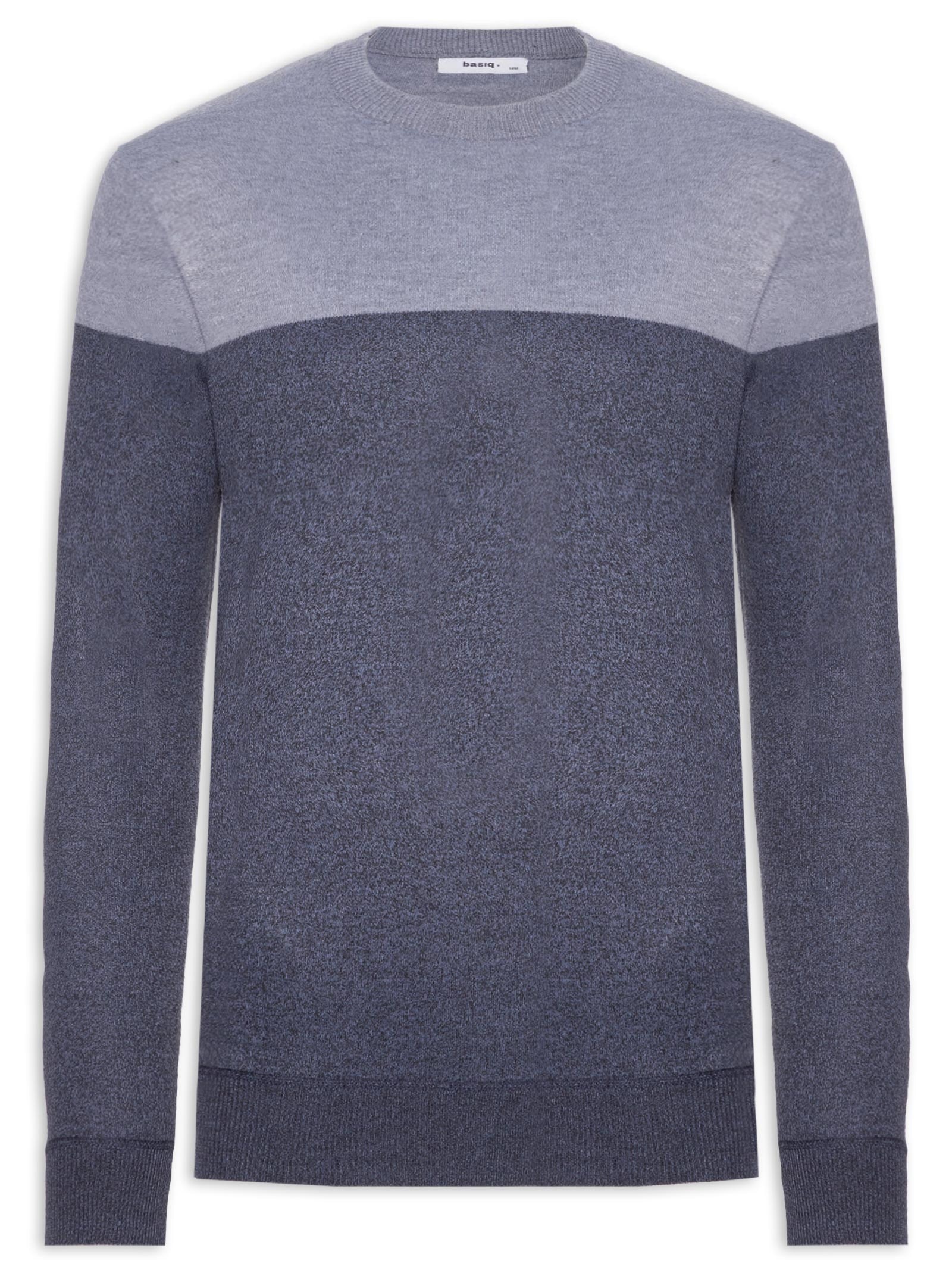 Suéter Masculino Gola Redonda 2 Cores Azul Basiq Men