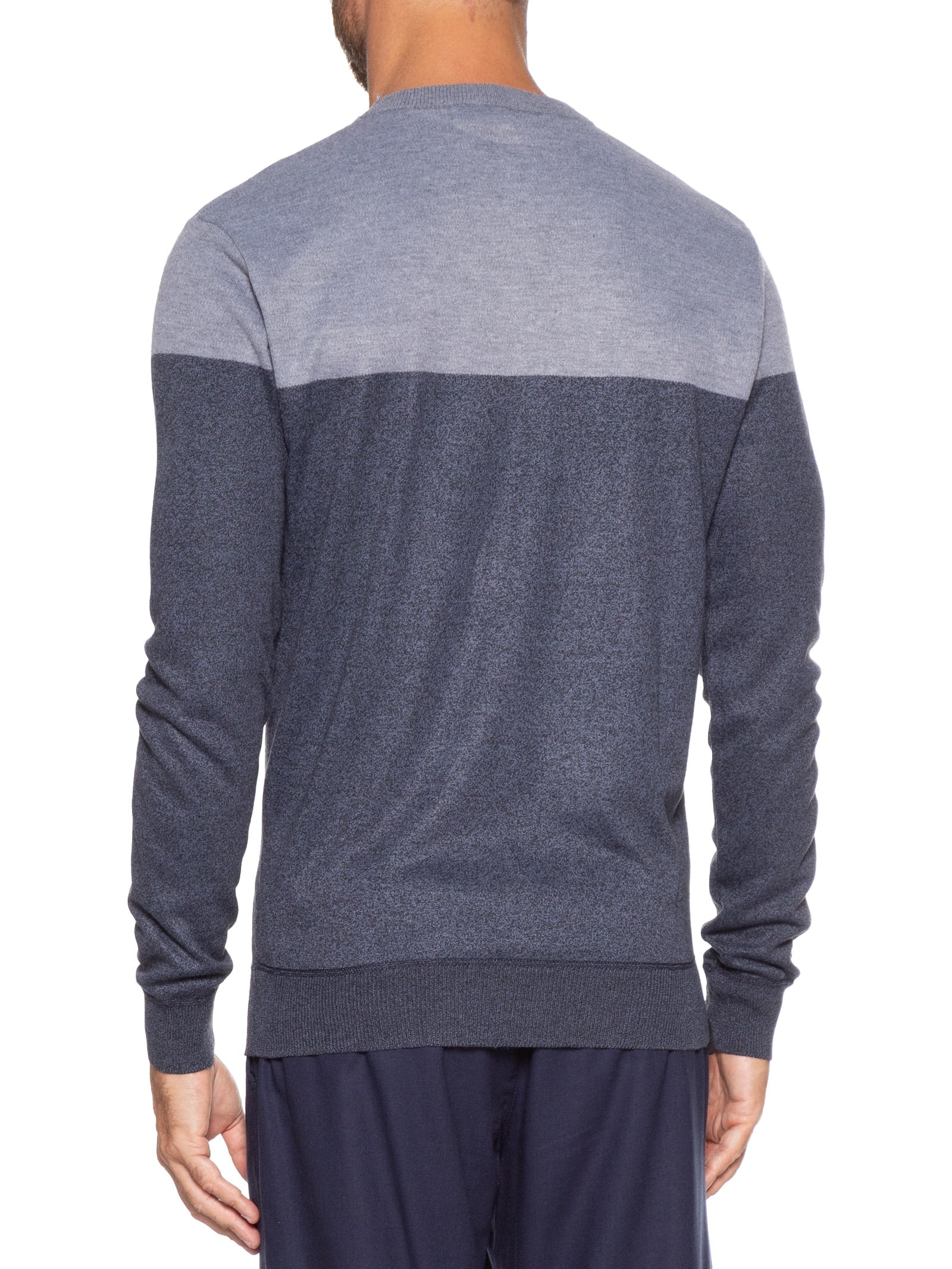 Suéter Masculino Gola Redonda 2 Cores Azul Basiq Men