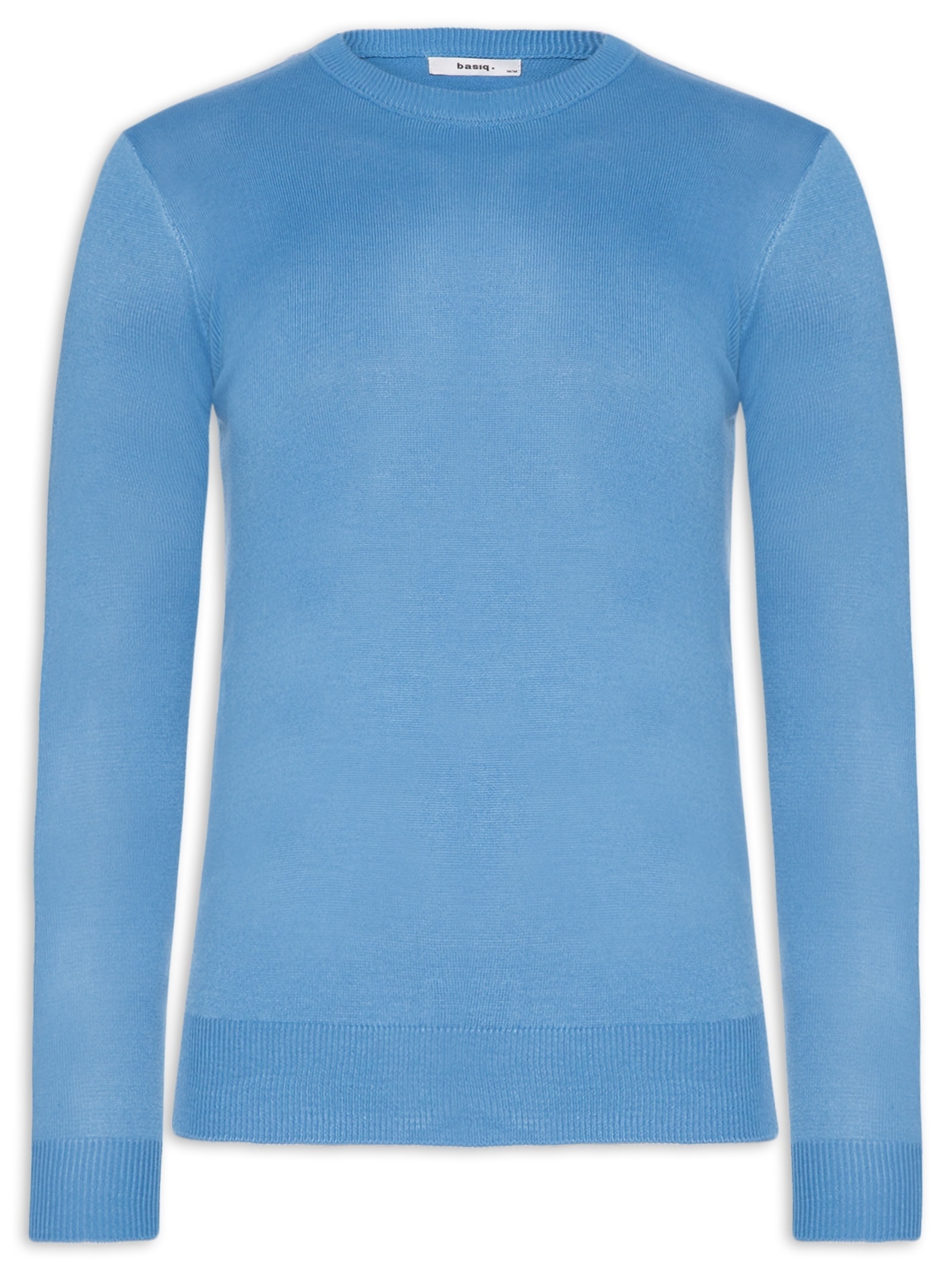 Suéter Masculino Gola Redonda Básico Azul Basiq Men