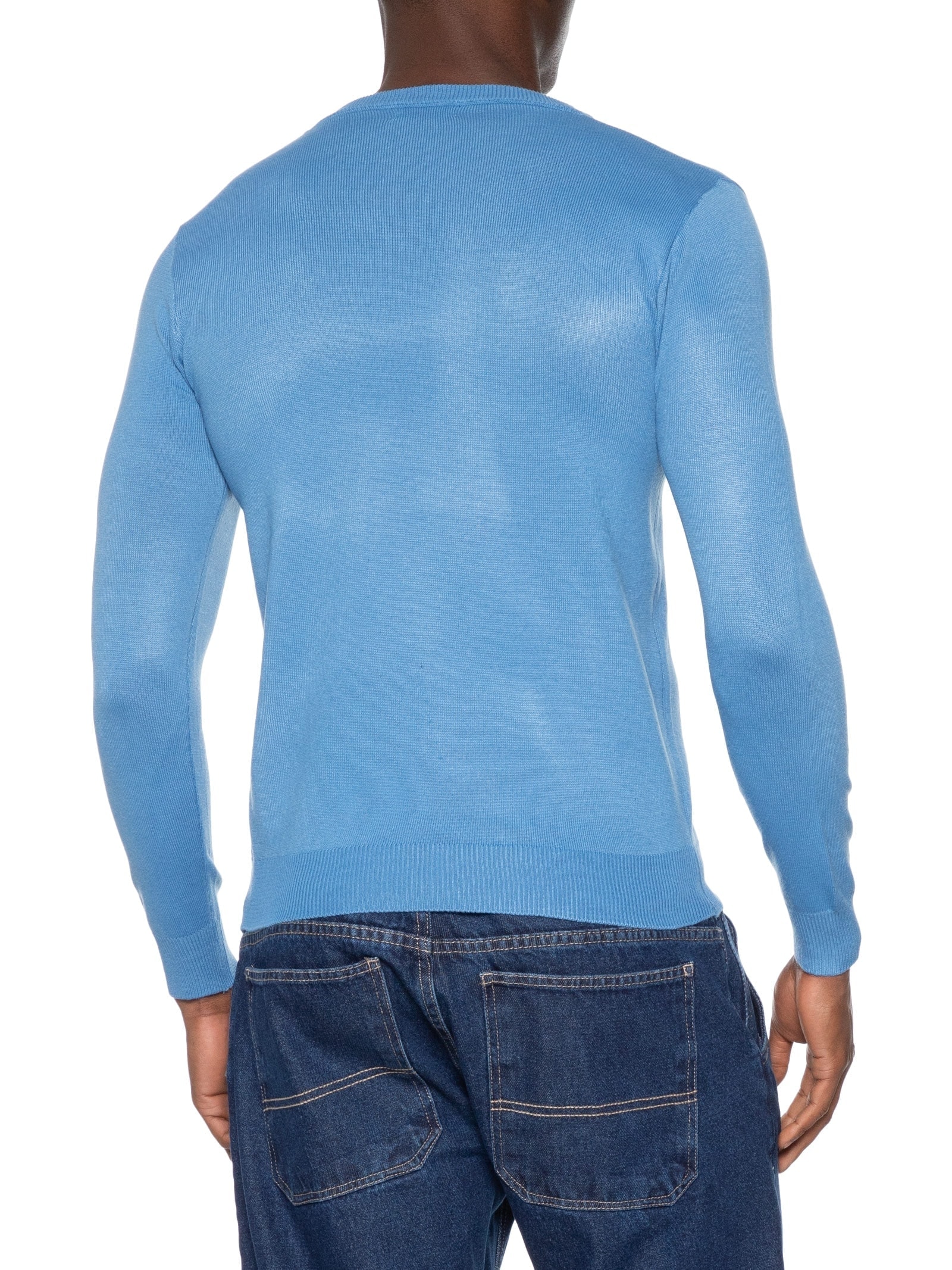 Suéter Masculino Gola Redonda Básico Azul Basiq Men
