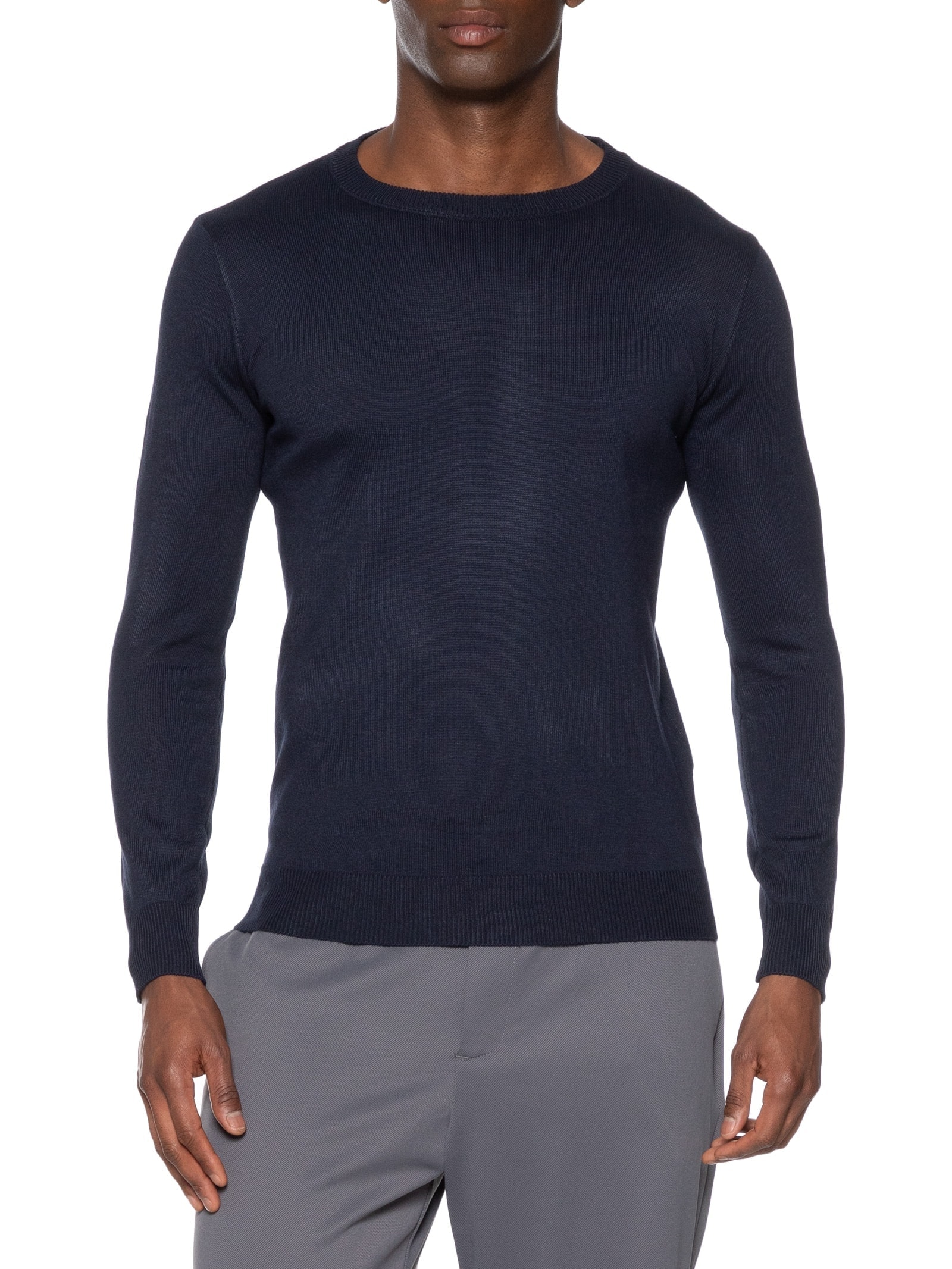 Suéter Masculino Gola Redonda Básico Azul Basiq Men