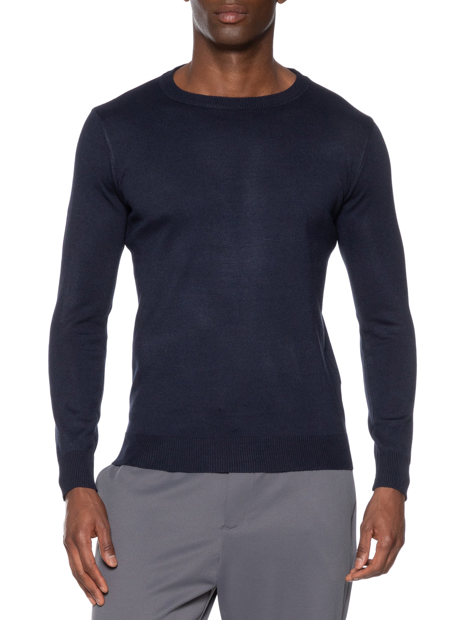 Suéter Masculino Gola Redonda Básico Azul Basiq Men