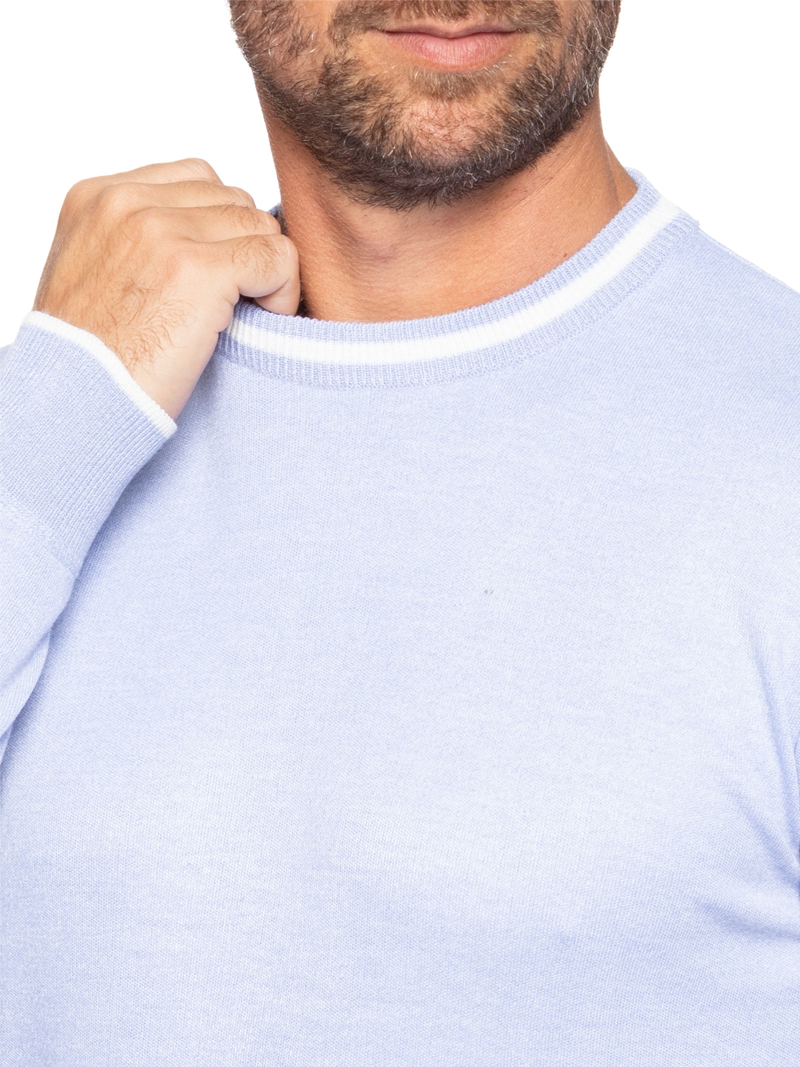 Suéter Masculino Gola Redonda Básico Azul '2 Essential