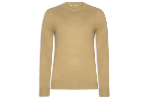 Suéter Masculino Gola Redonda Básico - Bege
