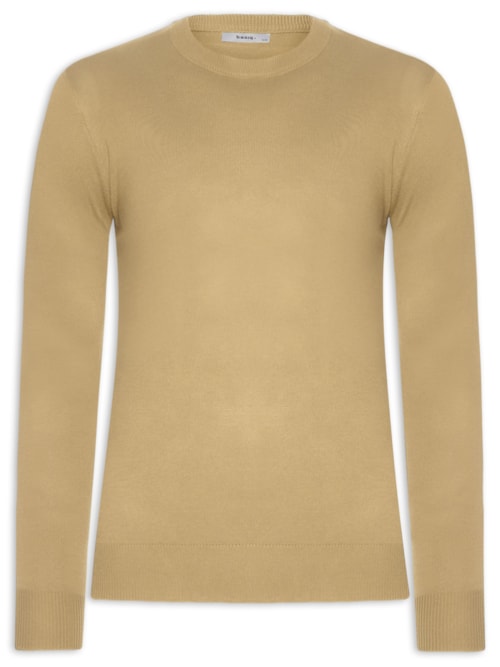 Suéter Masculino Gola Redonda Básico – Bege