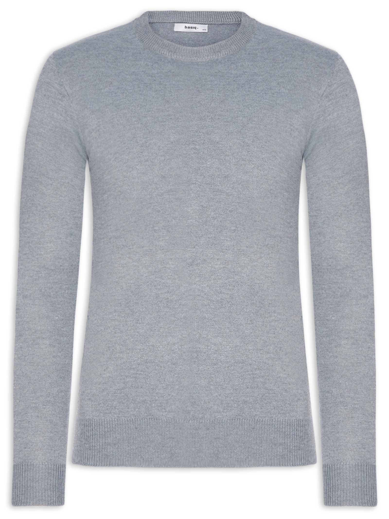 Suéter Masculino Gola Redonda Básico Cinza Basiq Men