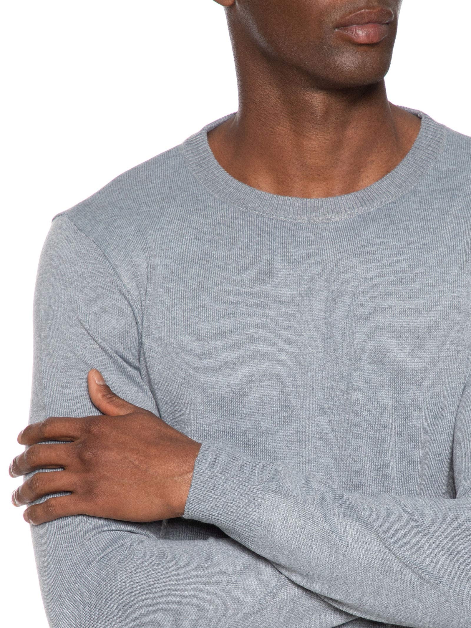 Suéter Masculino Gola Redonda Básico Cinza Basiq Men