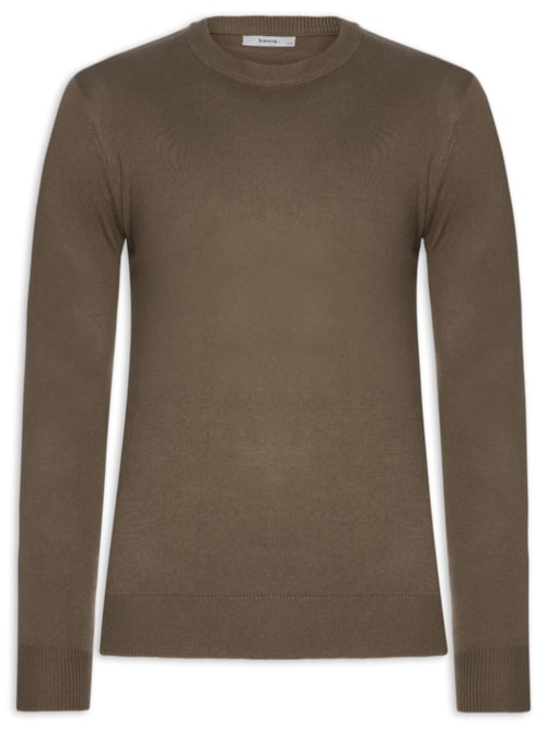 Suéter Masculino Gola Redonda Básico – Marrom