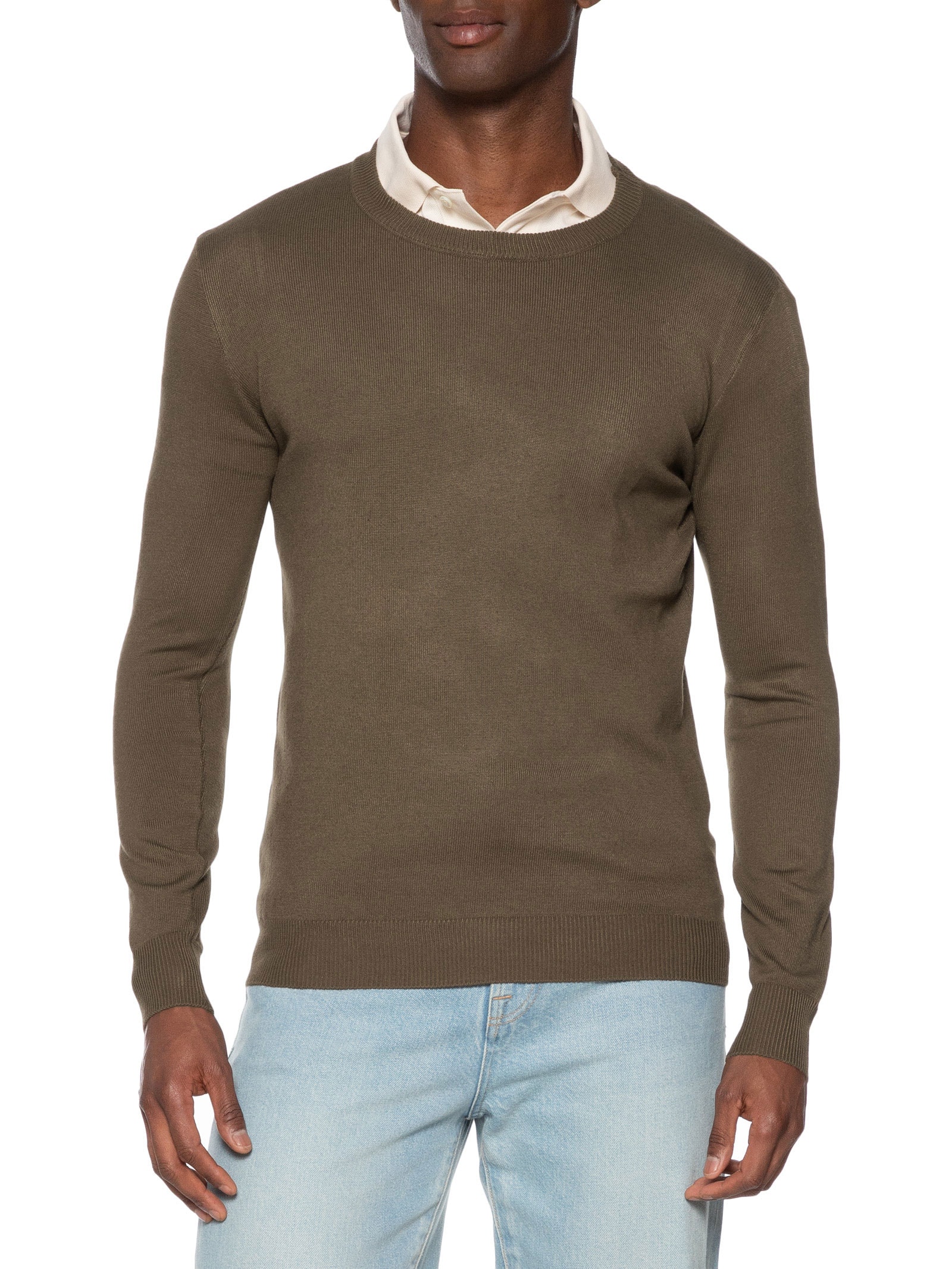 Suéter Masculino Gola Redonda Básico Marrom Basiq Men