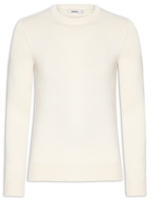 Suéter Masculino Gola Redonda Básico – Off White