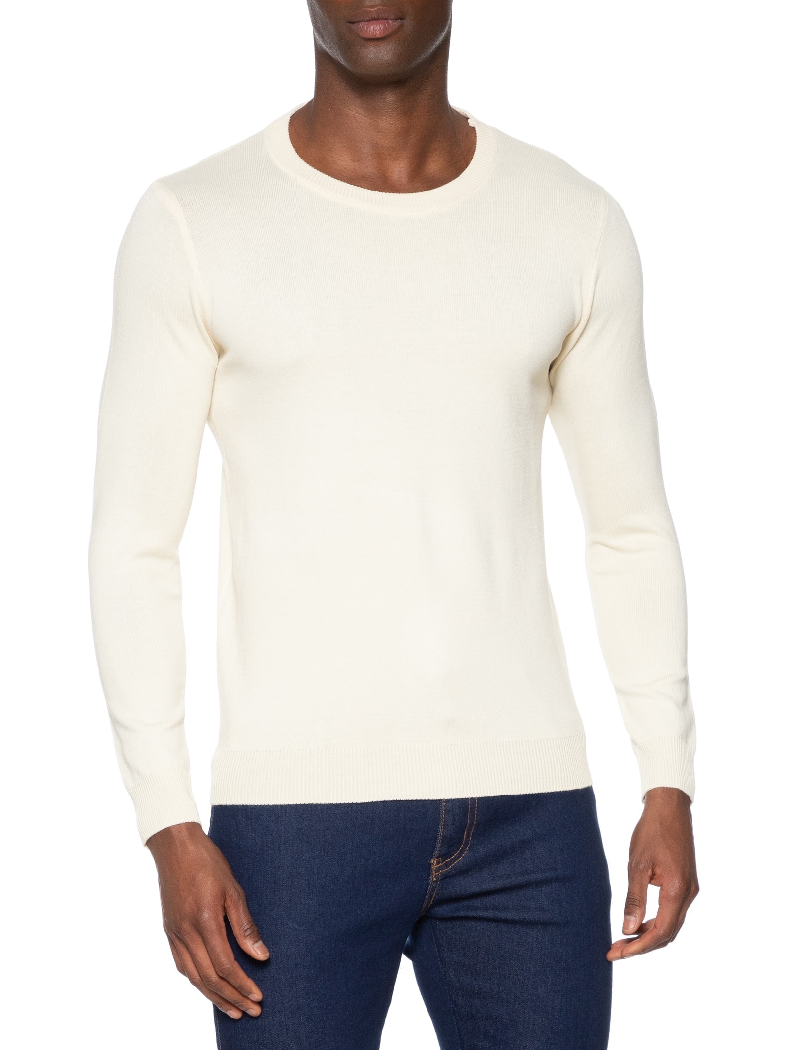 Suéter Masculino Gola Redonda Básico Off White Basiq Men