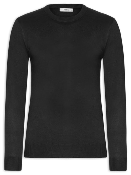 Suéter Masculino Gola Redonda Básico – Preto