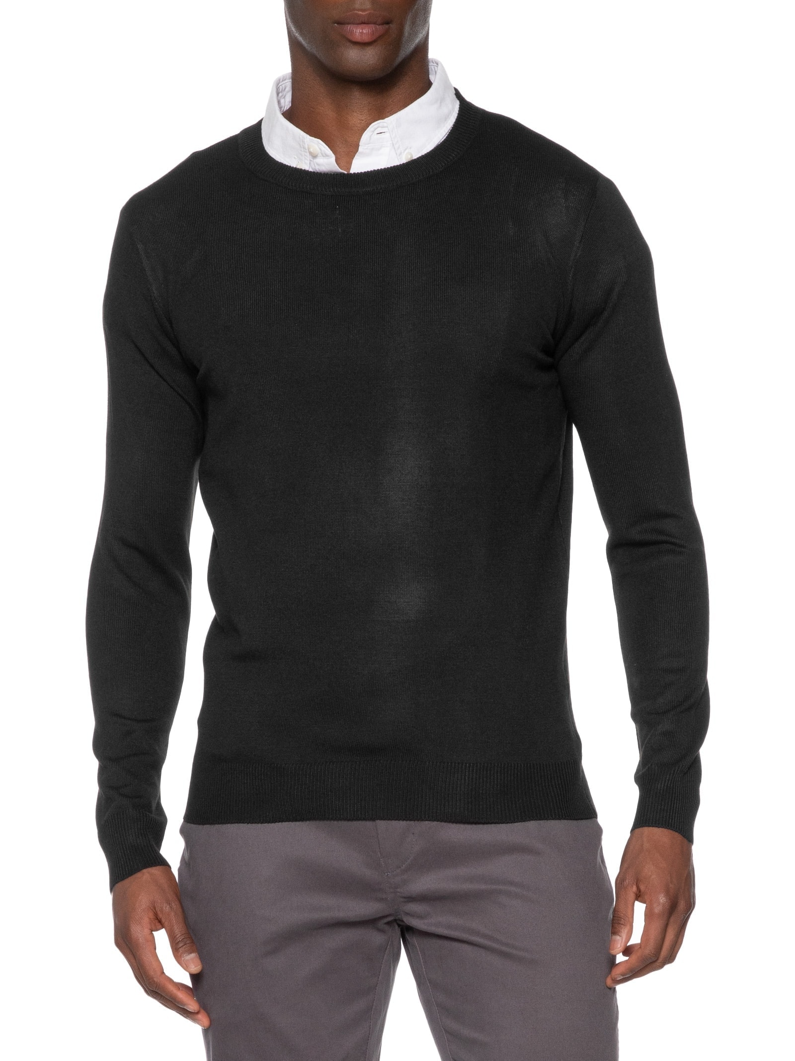 Suéter Masculino Gola Redonda Básico Preto Basiq Men