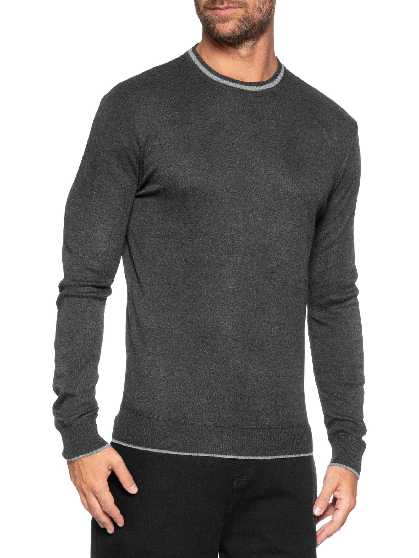 Suéter Masculino Gola Redonda Básico Preto '2 Essential