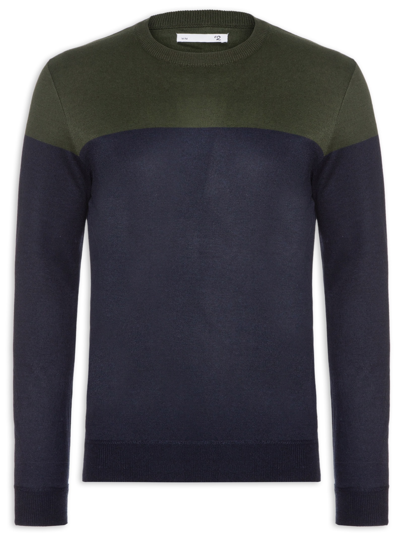 Suéter Masculino Gola Redonda Bicolor Azul '2 Essential