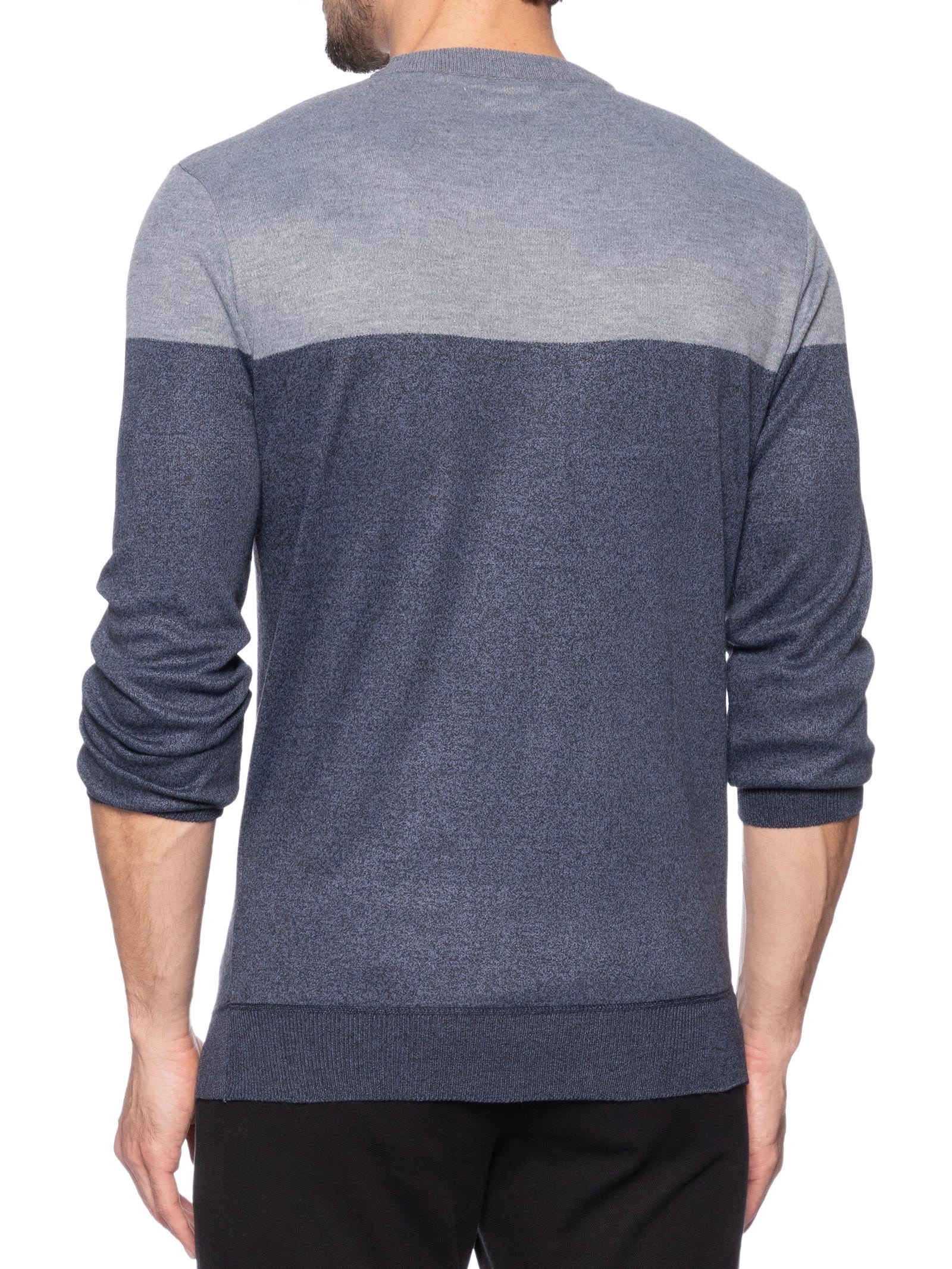 Suéter Masculino Gola Redonda Bicolor Azul '2 Essential