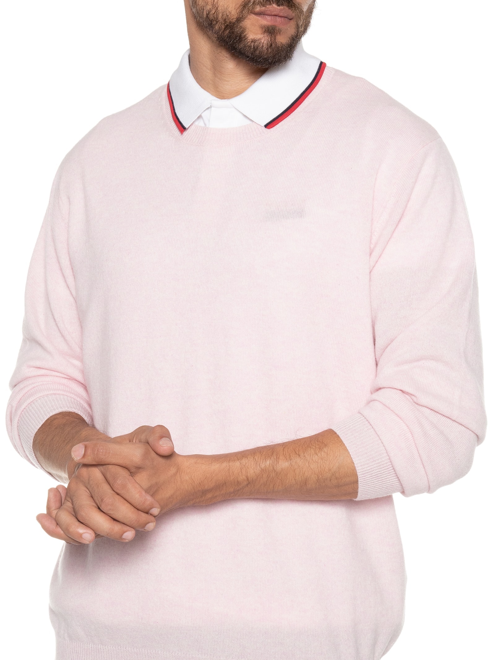 Suéter Masculino Gola Redonda Cashmere Rosa '2 Essential