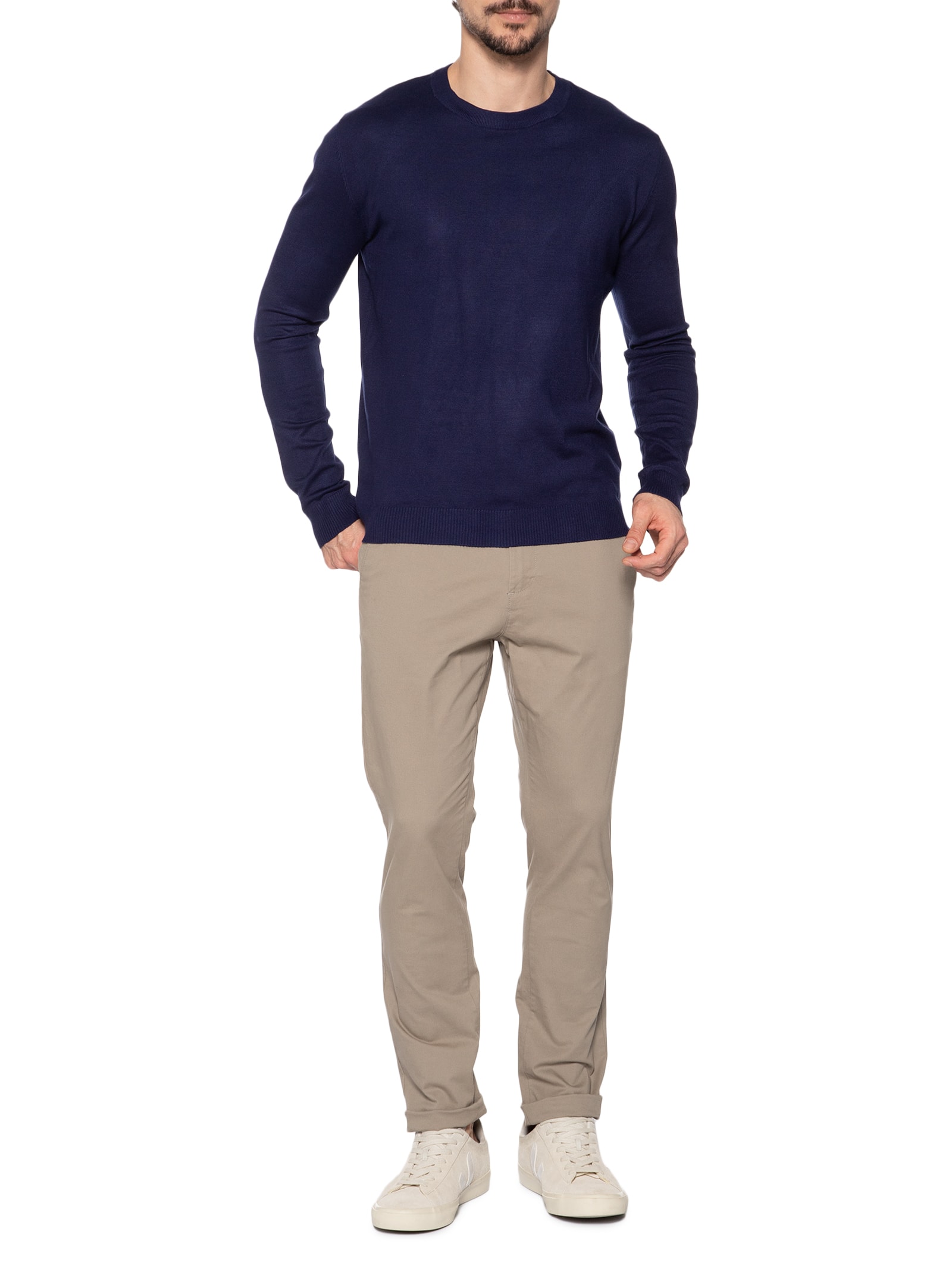 Suéter Masculino Gola Redonda Casual Azul '2 Essential
