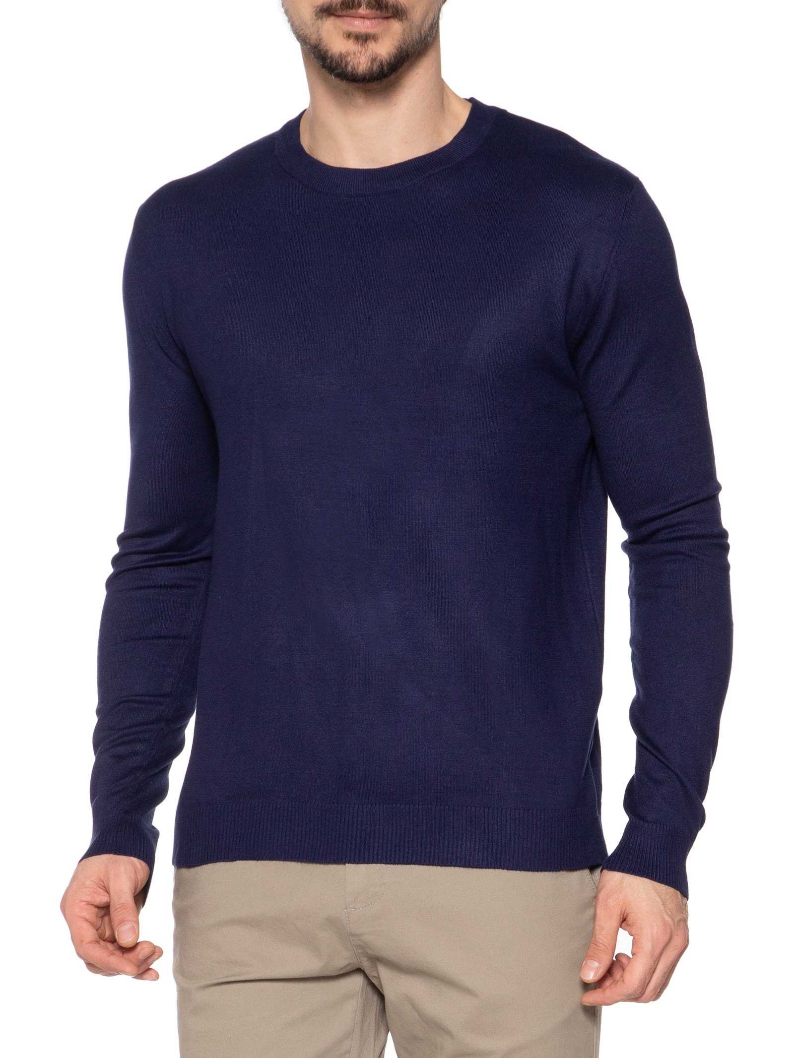Suéter Masculino Gola Redonda Casual Azul '2 Essential
