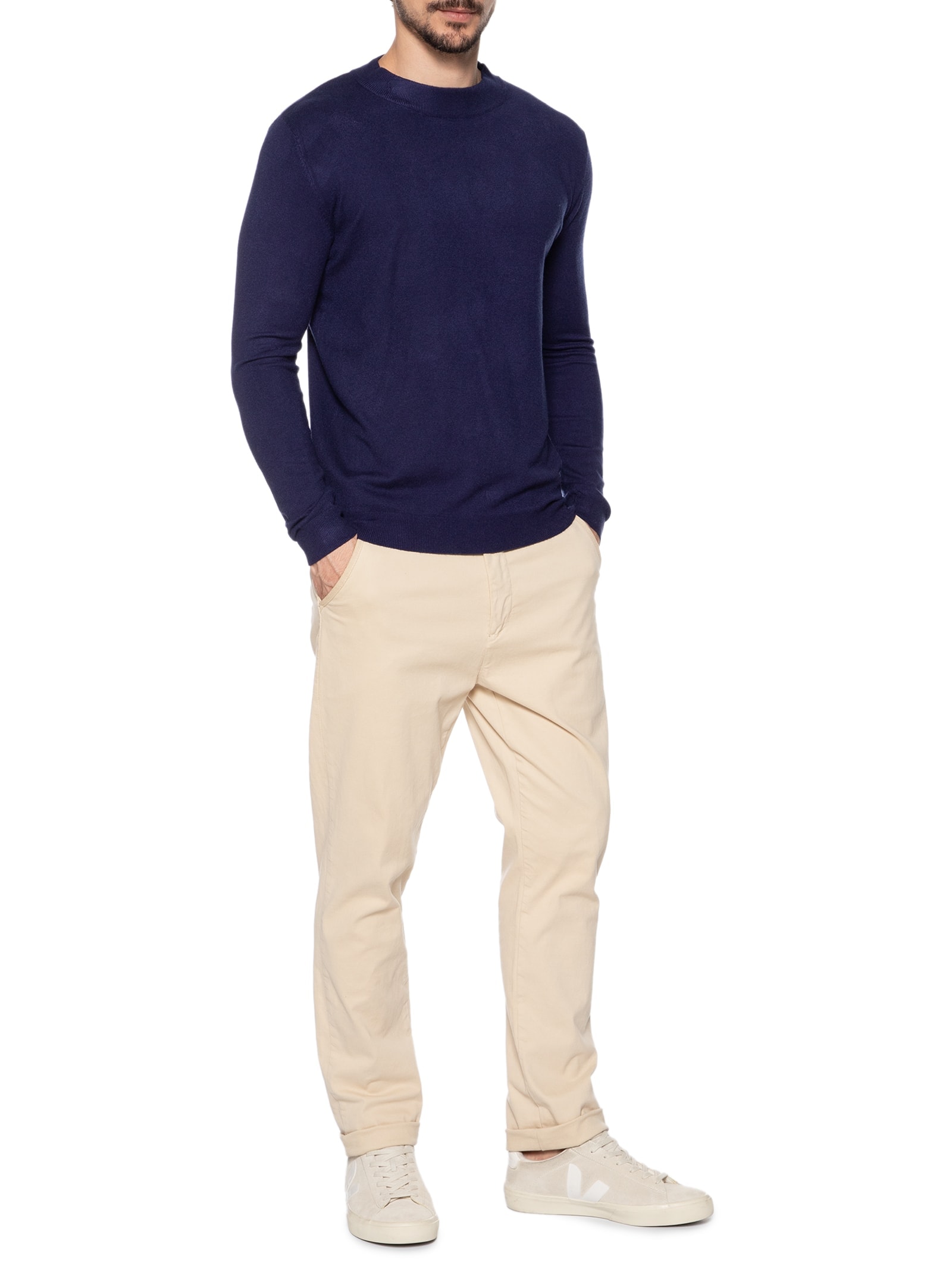 Suéter Masculino Gola Redonda Casual Azul '2 Essential