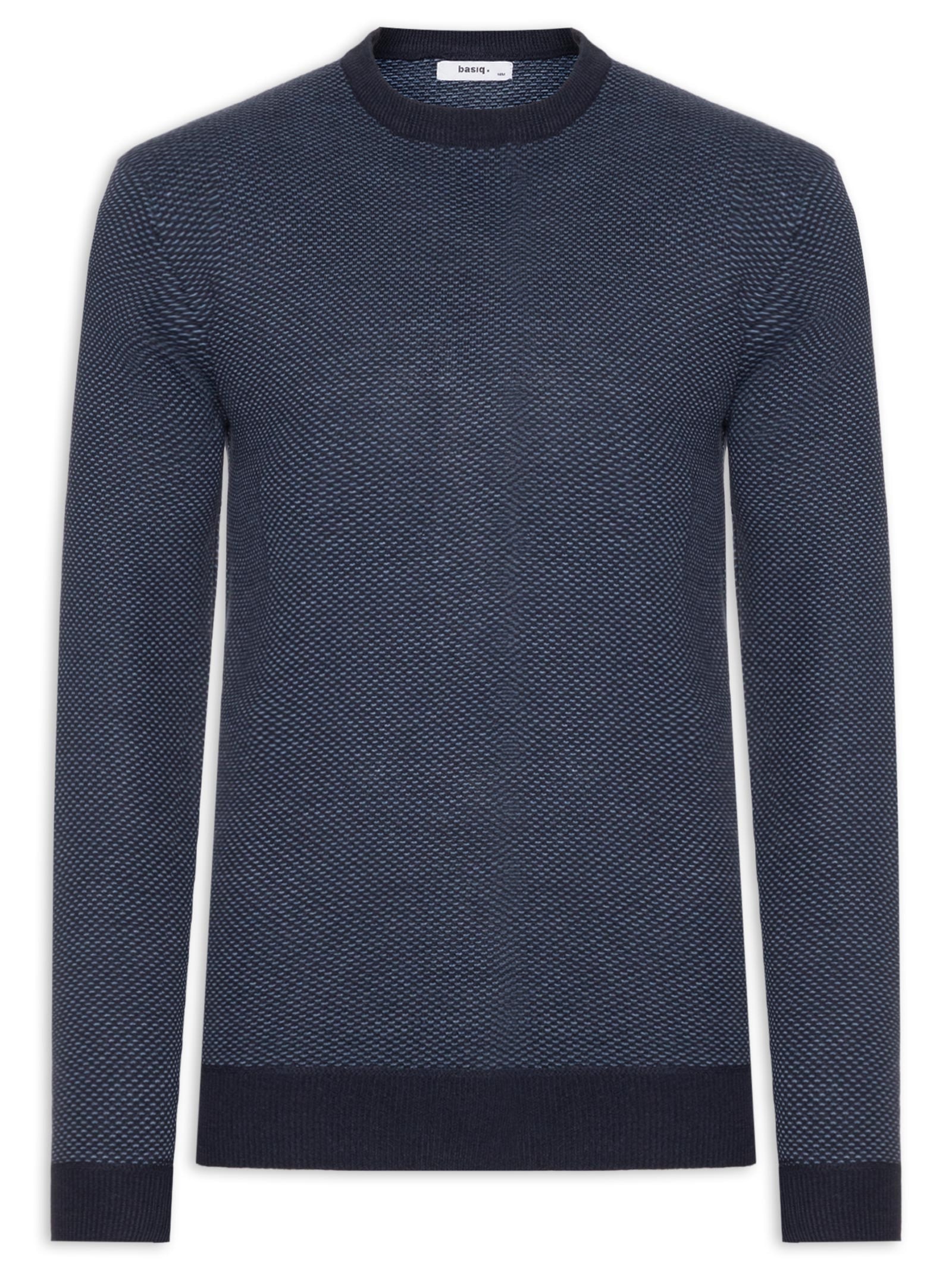 Suéter Masculino Gola Redonda Casual Azul Basiq Men