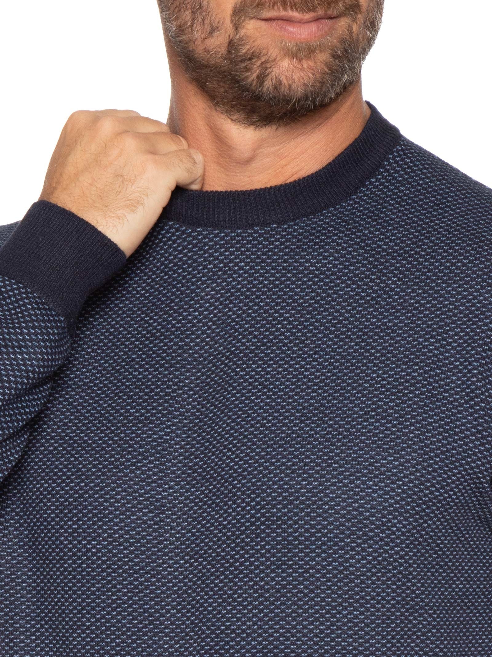 Suéter Masculino Gola Redonda Casual Azul Basiq Men